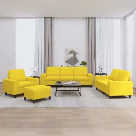 4-piece light yellow fabric sofa set by , Sofas - Ref: Foro24-3201879, Price: 779,43 €, Discount: %
