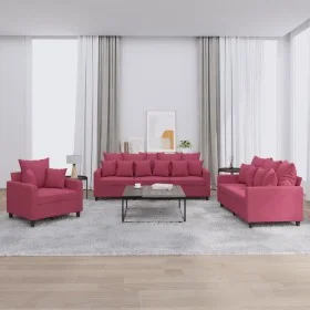 Sofagarnitur mit 3 teiligen Kissen aus rotem Samt von , Sofas - Ref: Foro24-3201684, Preis: 579,83 €, Rabatt: %