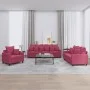 Three-piece velvet sofa set with red wine cushions by , Sofas - Ref: Foro24-3201684, Price: 579,83 €, Discount: %