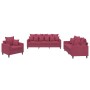 Three-piece velvet sofa set with red wine cushions by , Sofas - Ref: Foro24-3201684, Price: 613,17 €, Discount: %