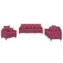 Three-piece velvet sofa set with red wine cushions by , Sofas - Ref: Foro24-3201684, Price: 579,83 €, Discount: %