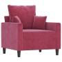 Three-piece velvet sofa set with red wine cushions by , Sofas - Ref: Foro24-3201684, Price: 613,17 €, Discount: %