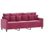 Three-piece velvet sofa set with red wine cushions by , Sofas - Ref: Foro24-3201684, Price: 579,83 €, Discount: %