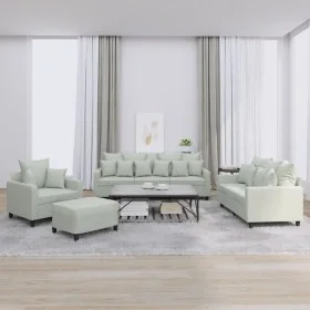 Set of sofas with 4 light gray velvet cushions by , Sofas - Ref: Foro24-3201690, Price: 661,57 €, Discount: %