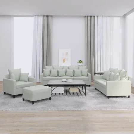 Set of sofas with 4 light gray velvet cushions by , Sofas - Ref: Foro24-3201690, Price: 661,57 €, Discount: %