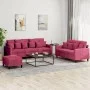 Three-piece velvet sofa set with red wine cushions by , Sofas - Ref: Foro24-3201734, Price: 505,37 €, Discount: %