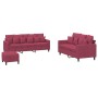 Three-piece velvet sofa set with red wine cushions by , Sofas - Ref: Foro24-3201734, Price: 514,75 €, Discount: %