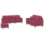 Three-piece velvet sofa set with red wine cushions by , Sofas - Ref: Foro24-3201734, Price: 505,37 €, Discount: %