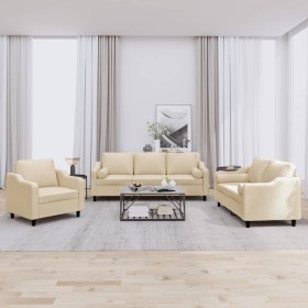 3-piece sofa set with cream fabric cushions by , Sofas - Ref: Foro24-3201788, Price: 689,74 €, Discount: %