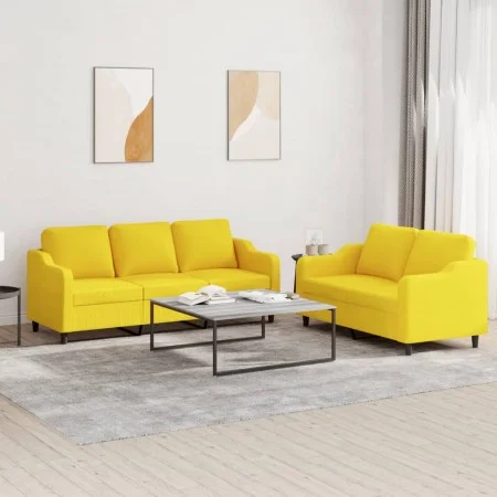 2-piece sofa set with light yellow fabric cushions by , Sofas - Ref: Foro24-3201839, Price: 415,05 €, Discount: %