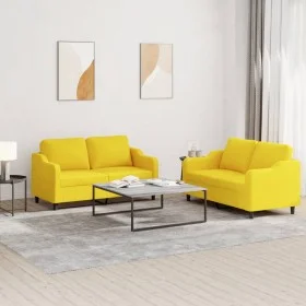 2-piece sofa set with light yellow fabric cushions by , Sofas - Ref: Foro24-3201807, Price: 402,34 €, Discount: %