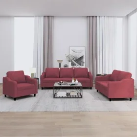 Set von Sofas mit Kissen 3 Stück roter roter Stoff von , Sofas - Ref: Foro24-3201776, Preis: 677,72 €, Rabatt: %