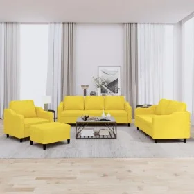 Set Sofas mit Kissen 4 Stück hellgelber Stoff von , Sofas - Ref: Foro24-3201783, Preis: 598,10 €, Rabatt: %