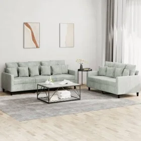 Two-piece light gray velvet sofa set with cushions by , Sofas - Ref: Foro24-3201720, Price: 474,97 €, Discount: %