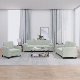 Juego de sofás con cojines 3 piezas terciopelo gris claro de , Sofás - Ref: Foro24-3201954, Precio: 589,83 €, Descuento: %