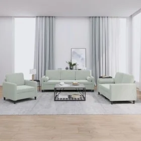 Set von Sofas mit 3 Stück Kissen hellgrauer Samt von , Sofas - Ref: Foro24-3201954, Preis: 601,06 €, Rabatt: %