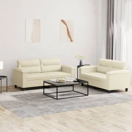 2-piece cream synthetic leather sofa set with cushions by , Sofas - Ref: Foro24-3202363, Price: 473,42 €, Discount: %