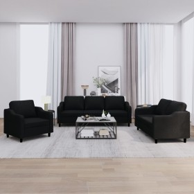 Three-piece sofa set with black fabric cushions by , Sofas - Ref: Foro24-3201774, Price: 588,68 €, Discount: %