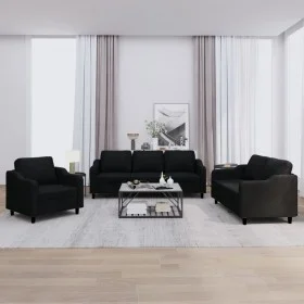 Three-piece sofa set with black fabric cushions by , Sofas - Ref: Foro24-3201774, Price: 622,09 €, Discount: %
