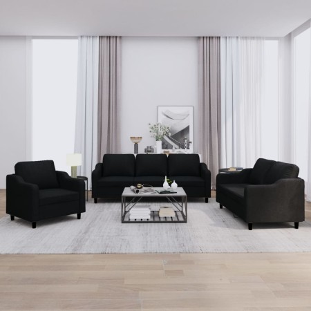 Set Sofas mit Kissen 3 Stück schwarzer Stoff von , Sofas - Ref: Foro24-3201774, Preis: 588,68 €, Rabatt: %