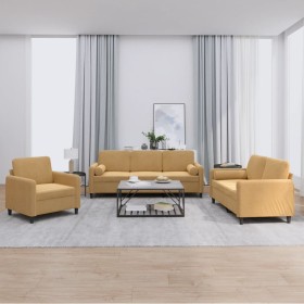 Juego de sofás con cojines 3 piezas terciopelo marrón de , Sofás - Ref: Foro24-3201961, Precio: 657,74 €, Descuento: %