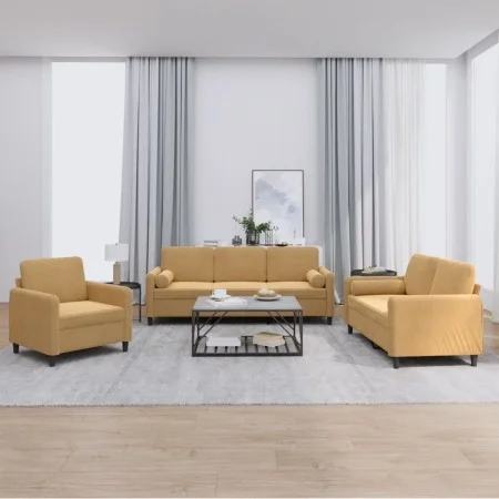 Set Sofas mit Kissen 3 Stück brauner Samt von , Sofas - Ref: Foro24-3201961, Preis: 646,81 €, Rabatt: %