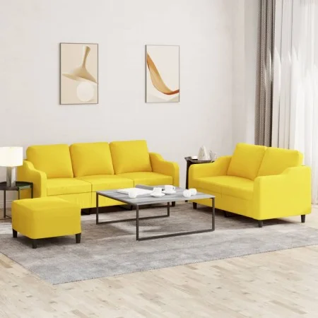 3-piece sofa set with light yellow fabric cushions by , Sofas - Ref: Foro24-3201847, Price: 463,13 €, Discount: %
