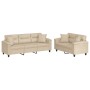 Set Sofas mit Kissen 2 Stück Mikrofaserstoff creme von , Sofas - Ref: Foro24-3202354, Preis: 590,53 €, Rabatt: %