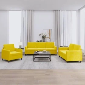 3-piece yellow velvet sofa set by , Sofas - Ref: Foro24-3201940, Price: 666,36 €, Discount: %