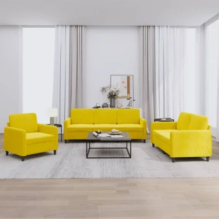 3-piece yellow velvet sofa set by , Sofas - Ref: Foro24-3201940, Price: 666,36 €, Discount: %