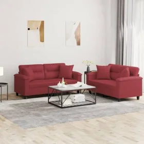 Sofagarnitur mit 2 Stück Kissen Kunstleder rot rot von , Sofas - Ref: Foro24-3202375, Preis: 503,65 €, Rabatt: %
