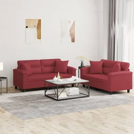 2-piece red dyed faux leather sofa set with cushions by , Sofas - Ref: Foro24-3202375, Price: 503,65 €, Discount: %