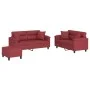 3-piece red wine faux leather sofa set with cushions by , Sofas - Ref: Foro24-3202380, Price: 557,85 €, Discount: %