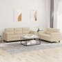 Sofa set with cushions 2 pieces cream microfiber fabric by , Sofas - Ref: Foro24-3202342, Price: 569,20 €, Discount: %