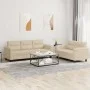 Sofa set with cushions 2 pieces cream microfiber fabric by , Sofas - Ref: Foro24-3202342, Price: 560,74 €, Discount: %