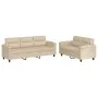 Sofa set with cushions 2 pieces cream microfiber fabric by , Sofas - Ref: Foro24-3202342, Price: 560,74 €, Discount: %