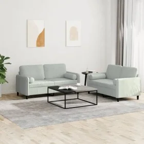 Sofagarnitur mit 2 Stück hellgrauen Samtkissen von , Sofas - Ref: Foro24-3201994, Preis: 379,36 €, Rabatt: %