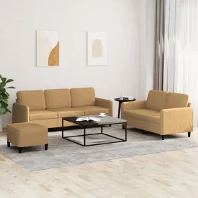 3-piece brown velvet sofa set by , Sofas - Ref: Foro24-3202031, Price: 542,00 €, Discount: %
