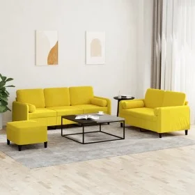 3-piece velvet yellow sofa set with cushions by , Sofas - Ref: Foro24-3202050, Price: 578,82 €, Discount: %