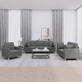 3-piece dark gray fabric sofa set with cushions by , Sofas - Ref: Foro24-3202071, Price: 647,93 €, Discount: %