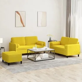 3-piece velvet yellow sofa set with cushions by , Sofas - Ref: Foro24-3202010, Price: 497,60 €, Discount: %
