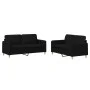 Sofagarnitur mit 2 Stück Kissen aus schwarzem Stoff von , Sofas - Ref: Foro24-3202090, Preis: 427,77 €, Rabatt: %