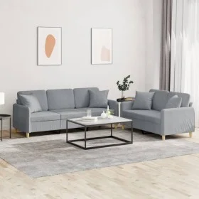 Set von Sofas mit 2 Stück Kissen aus hellgrauem Stoff von , Sofas - Ref: Foro24-3202134, Preis: 499,52 €, Rabatt: %