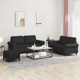 Set Sofas mit Kissen 3 Stück Kunstleder schwarz von , Sofas - Ref: Foro24-3202155, Preis: 508,74 €, Rabatt: %