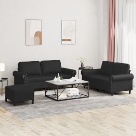 Set Sofas mit Kissen 3 Stück Kunstleder schwarz von , Sofas - Ref: Foro24-3202155, Preis: 499,10 €, Rabatt: %