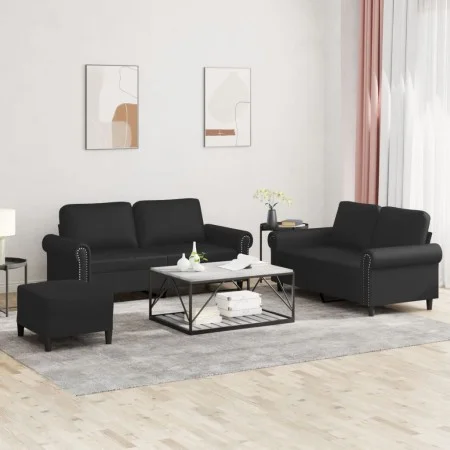 Juego de sofás con cojines 3 piezas cuero sintético negro de , Sofás - Ref: Foro24-3202155, Precio: 508,70 €, Descuento: %