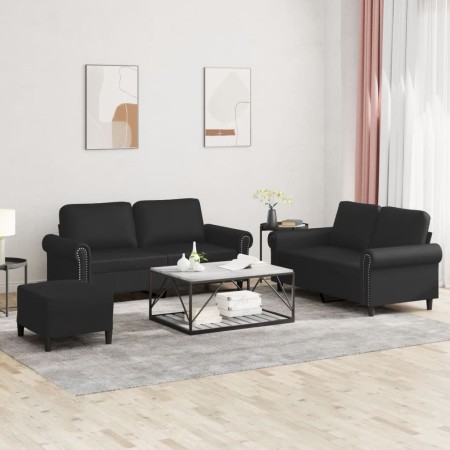 Juego de sofás con cojines 3 piezas cuero sintético negro de , Sofás - Ref: Foro24-3202155, Precio: 499,10 €, Descuento: %