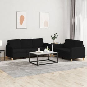 Sofagarnitur mit 2 Stück Kissen aus schwarzem Stoff von , Sofas - Ref: Foro24-3202122, Preis: 591,52 €, Rabatt: %