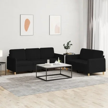2-piece black fabric sofa set with cushions by , Sofas - Ref: Foro24-3202122, Price: 580,13 €, Discount: %