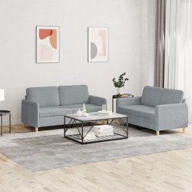 Set von Sofas mit 2 Stück Kissen aus hellgrauem Stoff von , Sofas - Ref: Foro24-3202086, Preis: 432,79 €, Rabatt: %